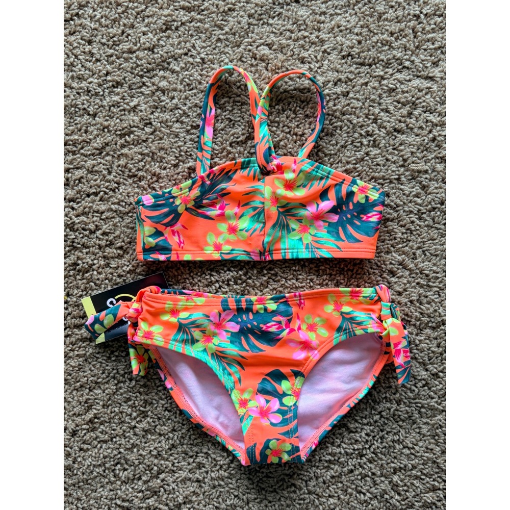 Art Class Vibrant Tropical Hawaiian Floral Bikini 2pc Bathing Swim Suit XS NWT